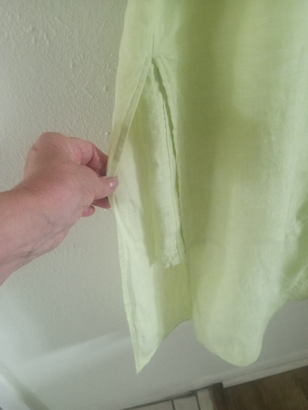 CHICO'S Linen Sleeveless Button Down Tunic Top/Dress In Lime | XL - Picture 8 of 13
